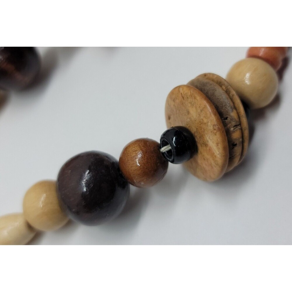 5 Vtg Wood & Seashell Tropical Fashion Beaded Necklace lot Handmade Layered Boho - Picture 5 of 15